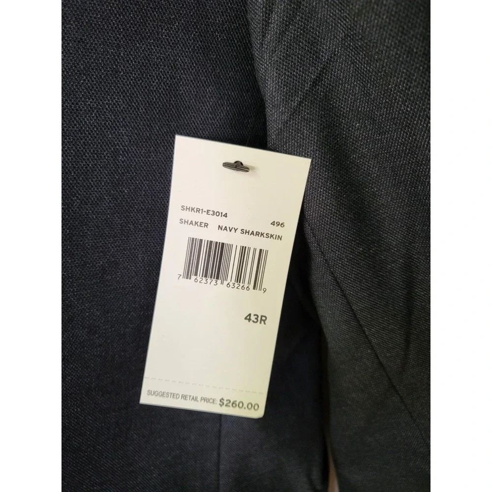 Perry Ellis Portfolio Slim Fit Dk Bl Solid‎ Two Button Separate Suite Blazer 43R